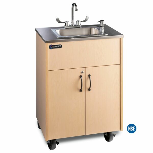 Ozark River Mfg Premier Maple Hot & Cold Water Portable Sink w/Stainless Top Deep Basin ADSTM-SS-SS1DN